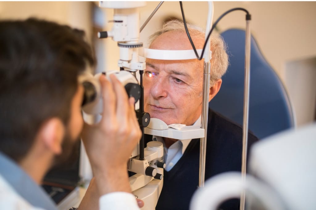 An old person treated with Comprehensive Eye Exams
