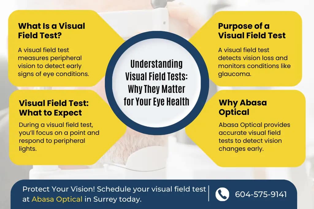 Infographic explaining the importance and process of a visual field test.